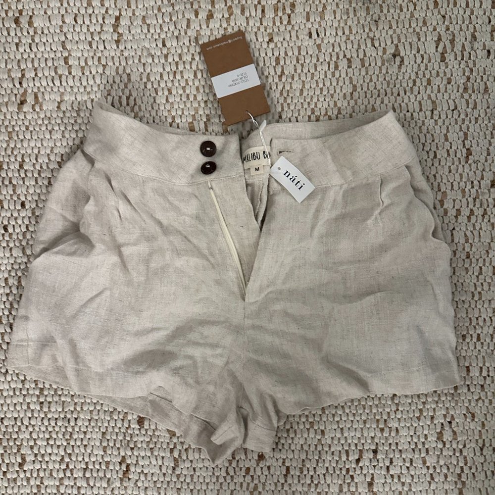 Nati Linen Shorts, Cream, MEDIUM